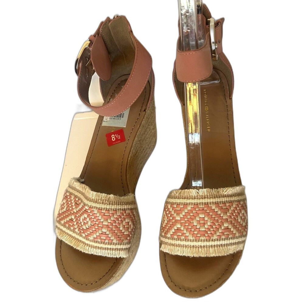 Tommy Hilfiger Terrin Ankle Strap Wedge Sandals, Blush Light Pink Size 8.5